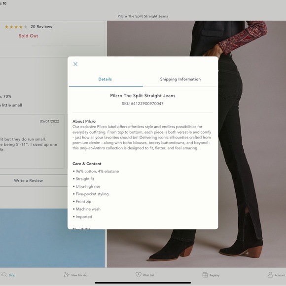 Anthropologie NWOT Pilcro Split Straight Jeans Dark Wash 29 - Picture 2 of 5